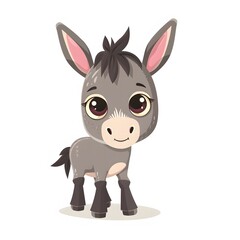 Cute and Happy donkey Character in Simple Cartoon Style

