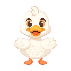 Fototapeta premium Cute and Happy duck Character in Simple Cartoon Style
