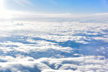 Aerial view of snow capped mountains in Sichuan and Tibet, China
