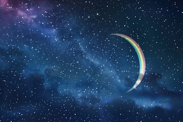 Obraz na płótnie Canvas A mystical night sky scene with stars a moon