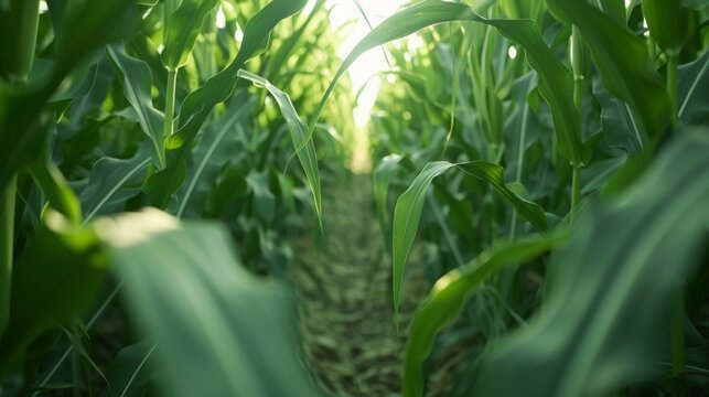 Rows of tall leafy stalks sway in a gentle summer breeze providing a visual reminder of the hard work and dedication that goes into biofuel crop production. .