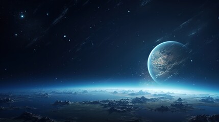 Fototapeta na wymiar Beautiful planet earth with atmosphere seen from space.