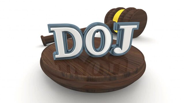 DOJ Department of Justice Judge Gavel Lawsuit Legal Prosecution Case 3d Animation