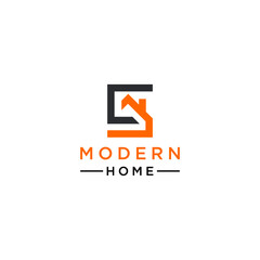Logo Letter 5 and House or home. logo, real estate logotype, architecture, logo Unique, Modern, Minimalist, Architecture. Business identity Vector Icon.