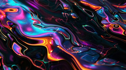 Obraz premium iridescent fluid shapes, on black background, psychedelic art, fractalpunk, glitchy digital collage