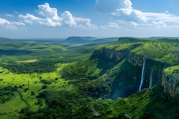 Mesmerizing panorama of the untouched beauty of Nyanga National Park - obrazy, fototapety, plakaty