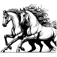 Arabian Horse, Running Horses Gallop  thoroughbred Clipart Print vector Svg, Wild Horse, Horses Herd Run, Laser Cut Files Vector Clipart Print