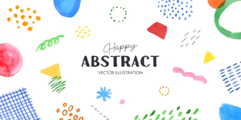 Gordijnen Abstract 抽象的な水彩の模様とテクスチャの背景テンプレート  © Burao