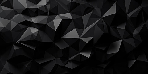 Black Abstract Polygonal Background. Low Poly Design. Futuristic technology style. Wide panoramic polygonal wallpaper	 - obrazy, fototapety, plakaty