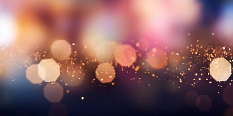 Abstract Golden bokeh christmas glittering glowing vibrant blurred New Year's Eve Celebration birthday party event 