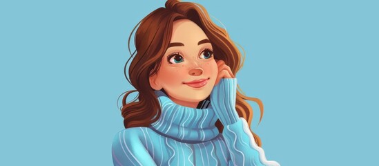 Woman wearing a blue sweater smiling for a picture in a casual and relaxed manner