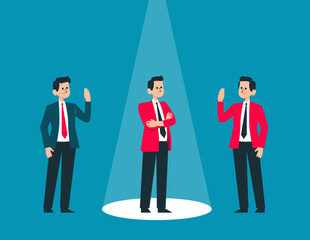 Company making a choice of person. Hired concept vector - obrazy, fototapety, plakaty