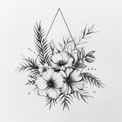 Fototapeta premium flower, floral, vector, nature, illustration, pattern, leaf, art, design, drawing, vintage, plant, flowers, decoration, sketch, blossom, spring, black, ornament, summer, beauty, garden, flora, wedding