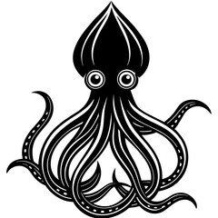 Squed fish mascot,fish silhouette,vector,icon,svg,characters,Holiday t shirt,black Squed drawn trendy logo Vector illustration,christmas fish on a white background,eps,png