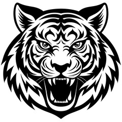Fototapeta premium head of lion mascot,lion silhouette,vector,icon,svg,characters,Holiday t shirt,black tiger drawn trendy logo Vector illustration,tiger on a white background,eps,png