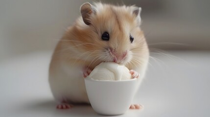 Cute Hamster eats ice cream
