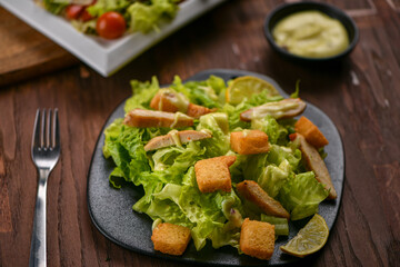Caesar Salad, Multi grain Panini toasted bread, grilled chicken, lettuce, freshly shaved Parmesan...