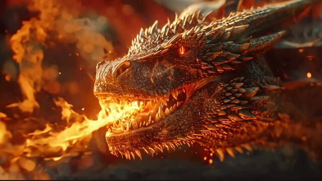 scary angry fire dragon, huge dragon flying in the sky, footage, 4k footage, videos, slow motion