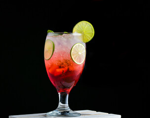 Fresh watermelon mojito with lemon and mint dipped