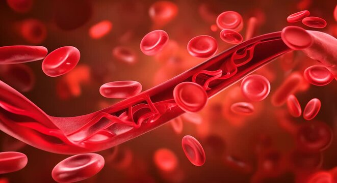 Illustration showing the process of vasodilation increasing blood flow