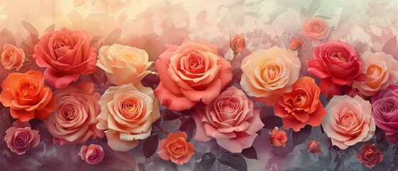 Harmony of roses, gradients of passion, flower collage