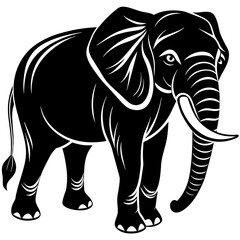 Elephant Silhouette art logo vector illustration isolated on white background.