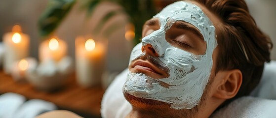 Soothing Spa Solitude with Facial Mask #RelaxationMode. Concept Spa Day, Facial Mask, Relaxation Mode, Self-Care, Serenity - obrazy, fototapety, plakaty