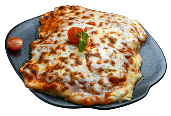 Lasagna Bolognese; Countless layers of lasagna noodles, seasoned ground beef, variety of cheese, and marinara sauce. Baked in the oven and served piping hot