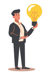 Business professional with a light bulb, flat design.