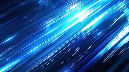 Abstract blue speed lines background with a blur effect. Digital technology concept. Motion blurred light streaks on a dark background.