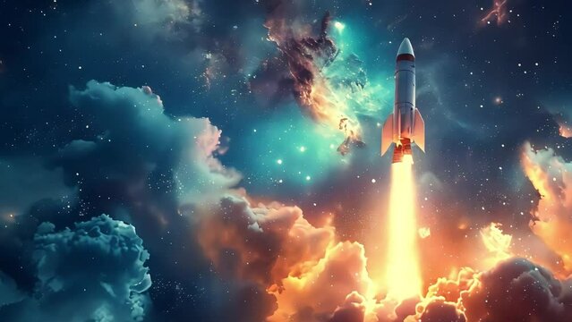rocket spaceship flying in outer space, footage, 4k footage, videos, slow motion