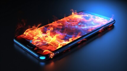 燃えるスマートフォン,Generative AI AI画像