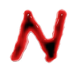 3d render of blood or red wine liquid alphabets on transparent background png.