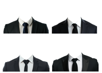 set of formal men outfit on transparent background