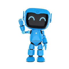 Cute and small artificial intelligence personal assistant robot hand up isolated