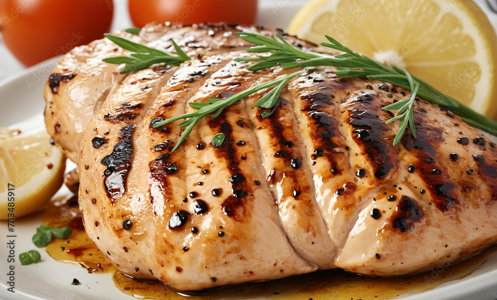 Wall mural Marinated grilled healthy chicken breasts - Wall murals