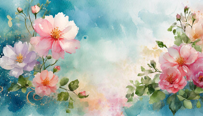 Obraz na płótnie Canvas flowers with watercolor background