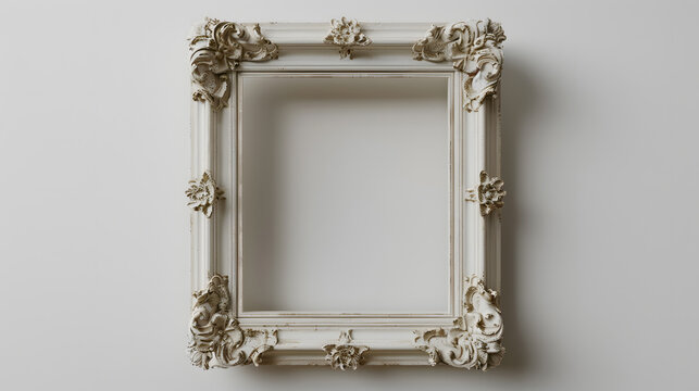 Silver rectangle picture frame on white wall in interior design setting