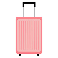 Pink Travel Suitcase Isolated on White