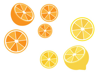 オレンジとレモンのイラスト