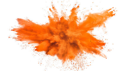 Colorful orange powder explosion. Generative AI