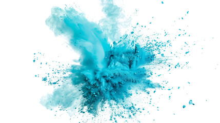 Colorful blue powder explosion. Generative AI