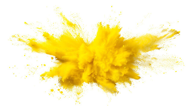 Colorful yellow powder explosion. Generative AI