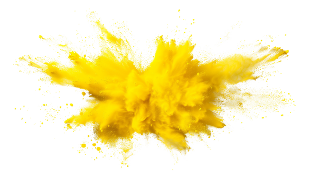 Colorful yellow powder explosion. Generative AI