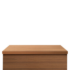 Empty wooden table. Front view. Isolated on a white background