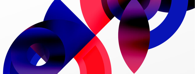 Obraz premium Colorful red and blue ribbon on white background with symmetry and pattern