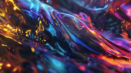Integrate advanced digital rendering techniques into a side view abstract artwork, blending futuristic elements with captivating lighting impacts - obrazy, fototapety, plakaty