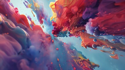 Experience a unique perspective through high-angle abstraction, blending traditional art techniques with digital rendering to unveil a mind-bending realm of surrealism and innovation - obrazy, fototapety, plakaty