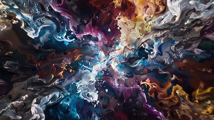 Naklejka premium Experience a unique perspective through high-angle abstraction, blending traditional art techniques with digital rendering to unveil a mind-bending realm of surrealism and innovation