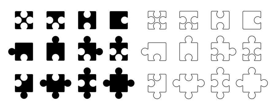Puzzle Extension Icon Set. Modern Vector Isolated on White Background. Design for Apps, Web, UI